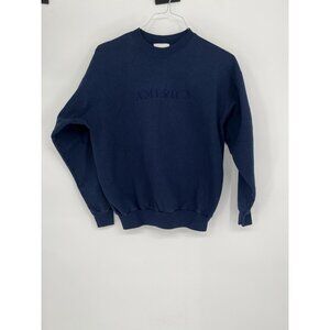 Vintage “AMERICA” M & C Sport Crewneck Sweater Boxy Fit Navy Blue M